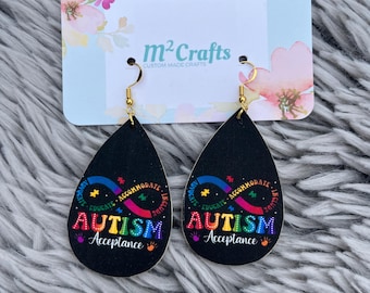Autism Awareness Earrings/Wood Earrings/Double sided Design