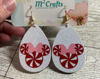 Candy Cane Minnie Earrings/Christmas at Disney/Christmas