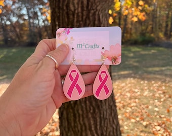 Breast Cancer Awareness Ribbon Earrings