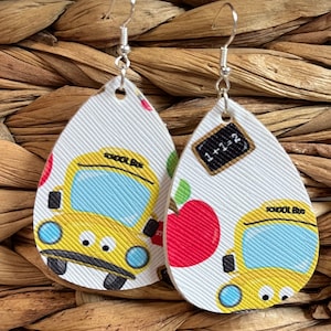 Bus Driver Earrings/Faux Leather double sided.