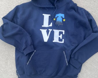 City Connect LOVE Hoodie: Phillies Liberty Bell Stitch Detail