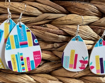 Book Lover Earrings/Faux Leather double sided.