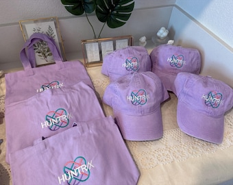 Bolsa de lona color lavanda con logotipo bordado de fantasía, regalo para fans del K-pop