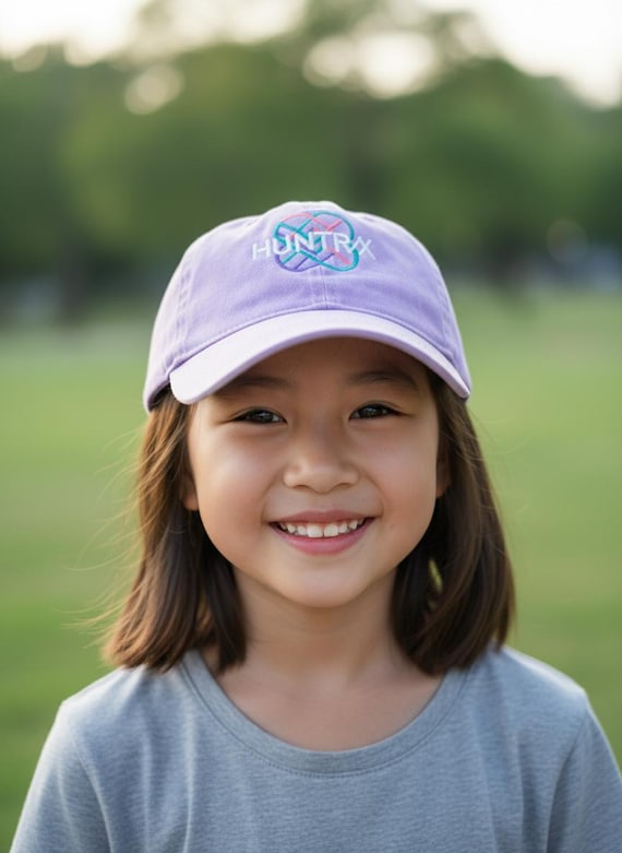 Purple Youth Cap – Embroidered Fan-Inspired Logo Hat, Adjustable Velcro, Gift for K-pop Lovers