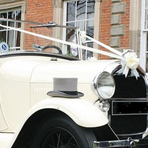 Kit voiture de mariage de luxe blanc, ivoire, argent, or Décoration étanche 3 grands nœuds et ruban 6 mts autres couleurs disponibles