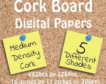 Digital Paper Cork Board Printable Background in five shades