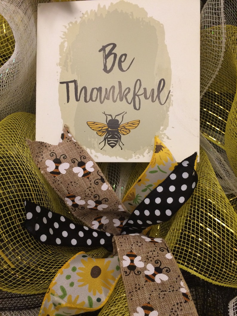 Summer Wreath Bee wreath Honey Wreath Honey Bee wreath Bumble Bee Wreath Summertime Wreath Queen Bee Wreath,Bee Decor Thankful Wreath