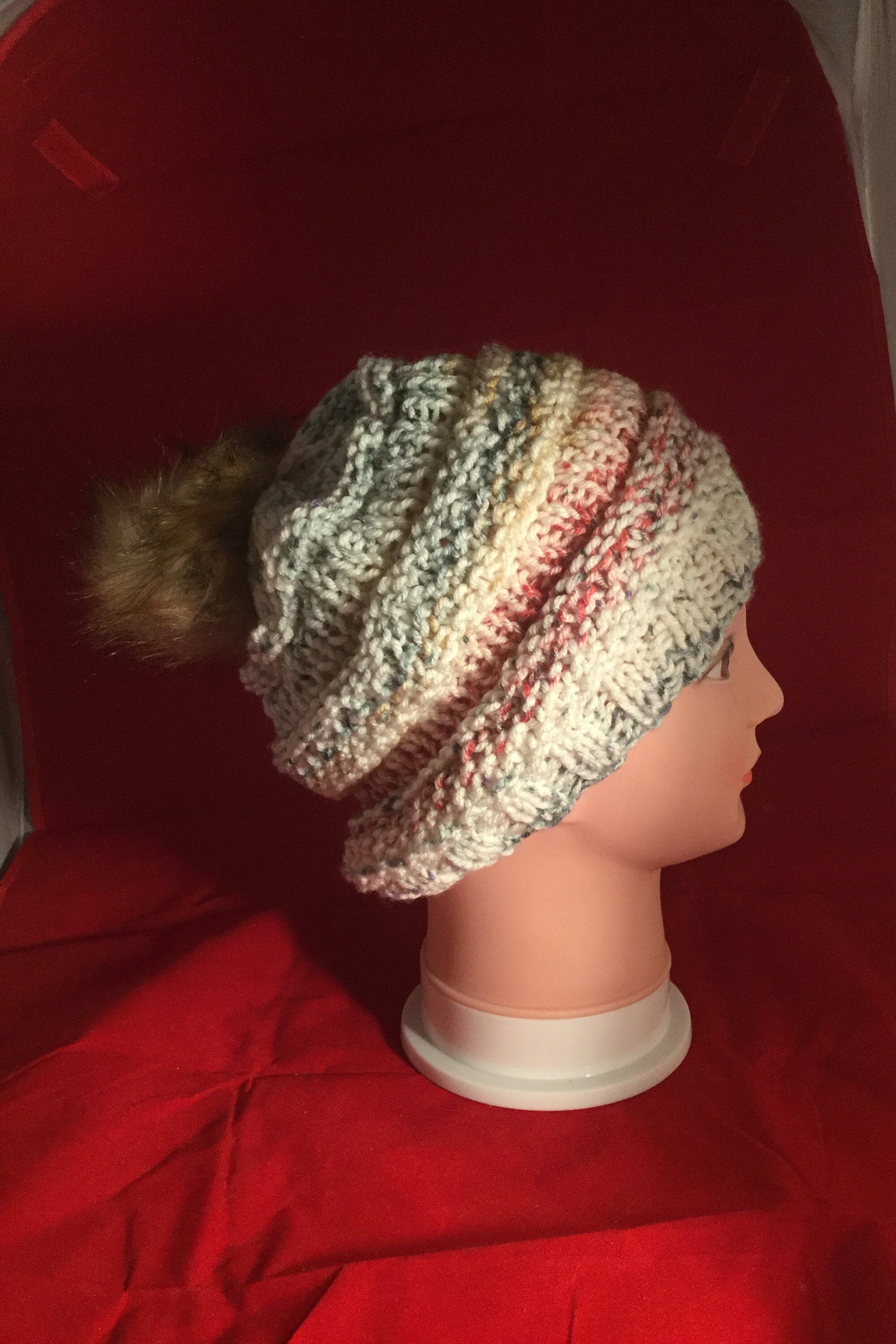 Hand Knit Copy Cat C.C. Beanie in Cream 
