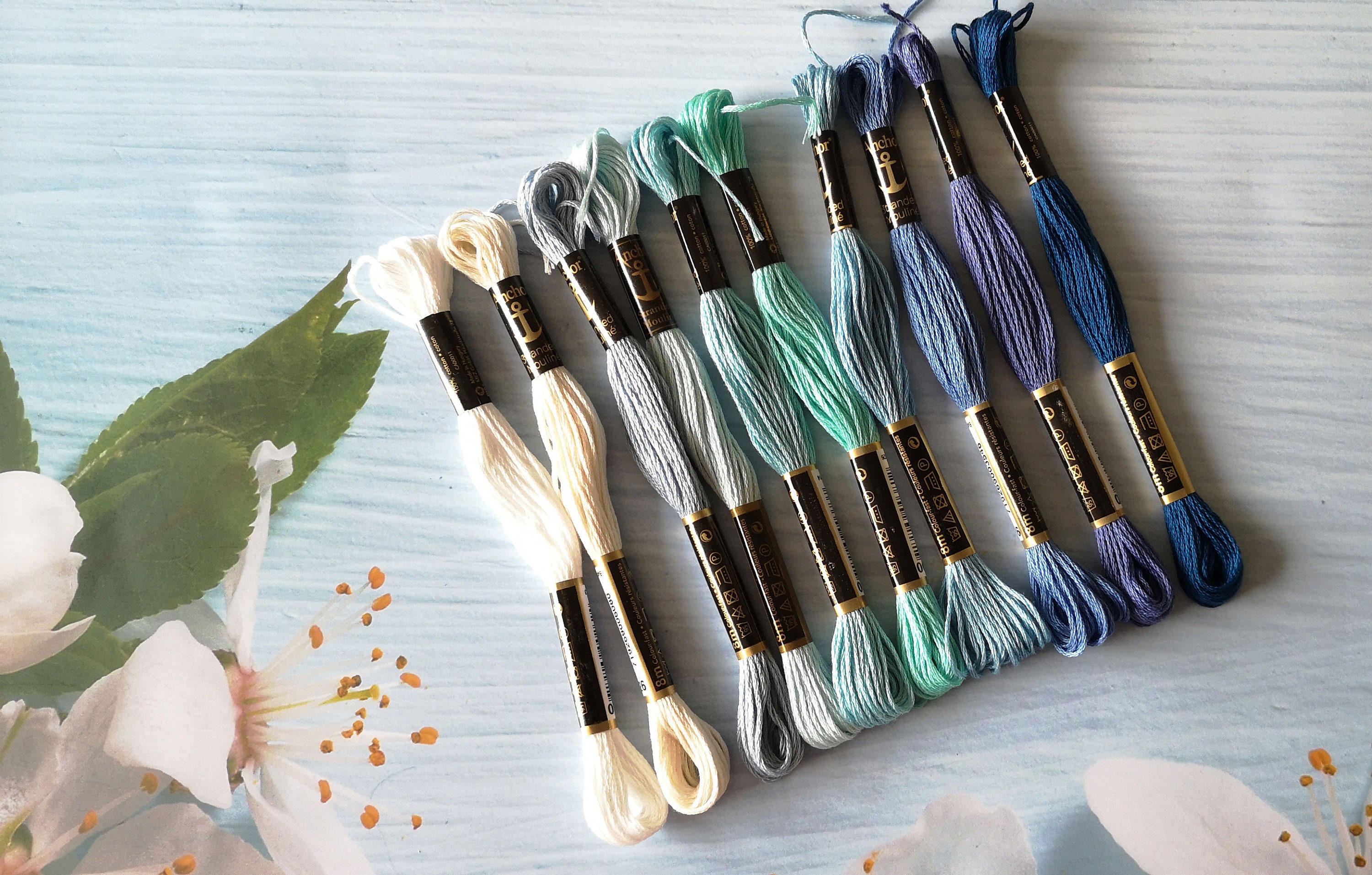 Blue embroidery thread Pack Etsy