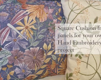 Floral Butterfly Embroidery Cushion Panel, Needlework Sampler (Purple)