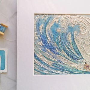 Big Wave Embroidery Pattern: Modern Coastal Needlework (6 inch Square)