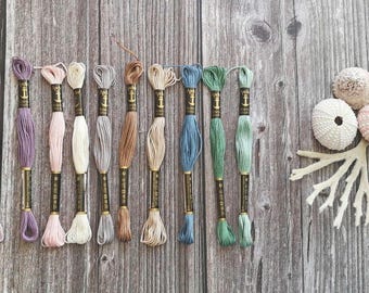 Embroidery Thread Pack: Seashells Color Palette - 10 Cotton Skeins