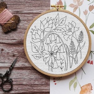 Bluebells floral hand Embroidery PDF Pattern