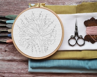 Beginner Agapanthus Embroidery PDF Pattern