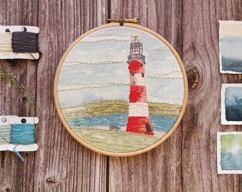 Lighthouse hoop art embroidery Kit