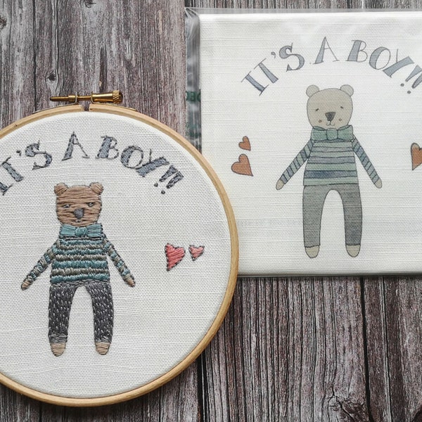 It's a Boy Embroidery Pattern: Nursery Decor Needlework Design