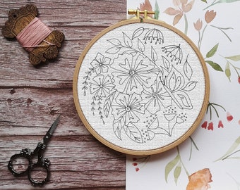 Nicotiana floral Embroidery PDF Pattern