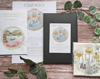 Forget Me Not Embroidery Pattern: Floral Needlework Design