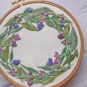 Christmas Embroidery. Floral Wreath embroidery Pattern. Pre Printed Fabric Panel. Sewing Pattern. hand embroidery pattern image 9