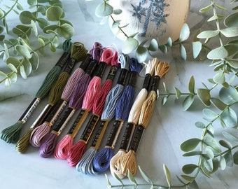Embroidery Thread Pack: Calm Color Palette, 10 Cotton Skeins