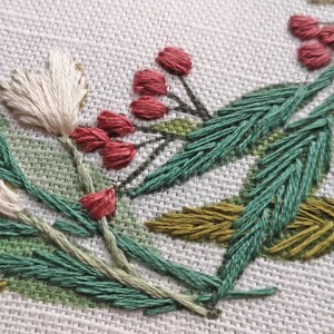 Christmas Embroidery. Floral Wreath embroidery Pattern. Pre Printed Fabric Panel. Sewing Pattern. hand embroidery pattern image 6