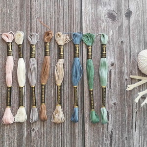 Seashells thread Pack - 10 Stranded Cotton embroidery threads - Hand embroidery skeins