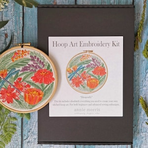 Dragonfly hand embroidery art kit for beginners