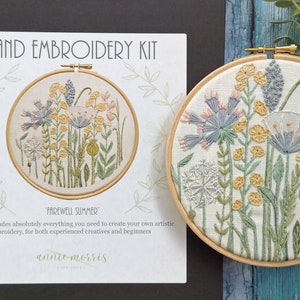 Embroidery kit Farewell Summer floral embroidery design for beginners Hand embroidery kit Craft project for adults Needlework kit image 2