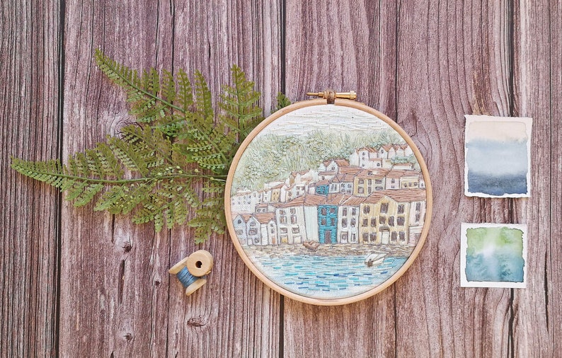 Coastal scene luxury hand embroidery Kit 