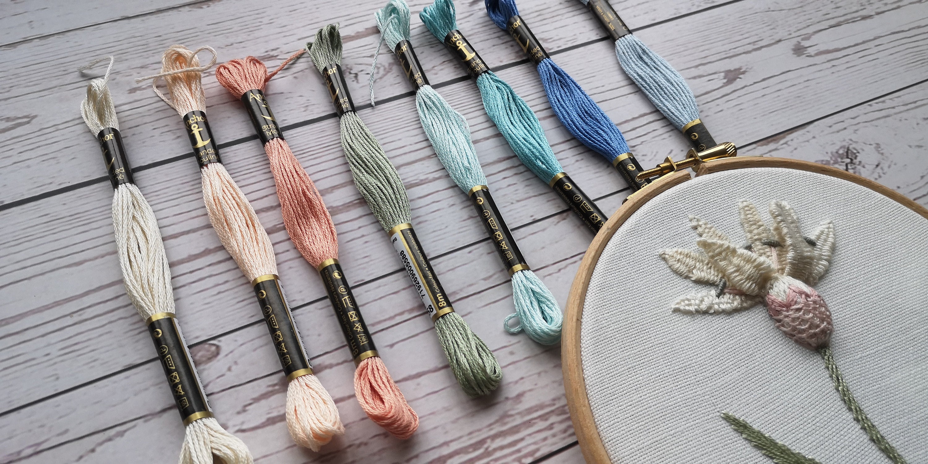 Embroidery Floss Set 6 Skeins of 8 Meters Embroidery Thread Cross Stitch  Floss Embroidery Accessories HM1015 