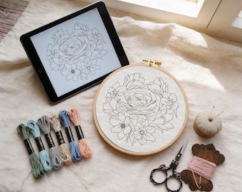 Blumenstrauß Stickmuster (PDF-Vorlage für 10-15cm Stickrahmen)