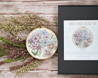 May include: A hand embroidery kit with a floral design in a wooden embroidery hoop. The kit includes everything you need to create your own floral hoop art. For both beginners and advanced stitching enthusiasts. Annie Morris.