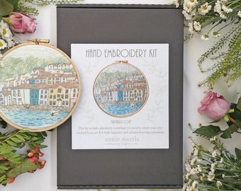 Coastal scene luxury hand embroidery Kit