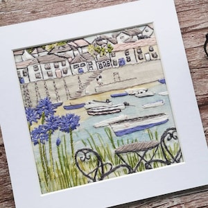 Embroidery pattern, Contemporary coastal hand embroidery Design
