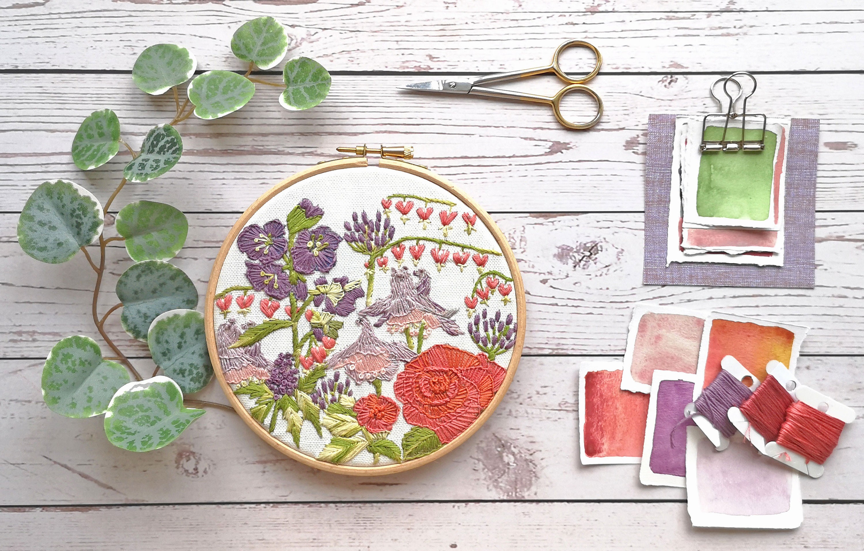 Floral Embroidery Pattern: Bleeding Hearts Flower Design - Etsy