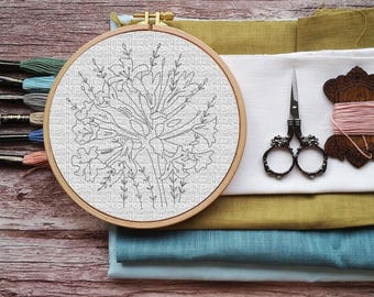 Embroidery Pattern PDF: Agapanthus Floral Design - Beginner Friendly