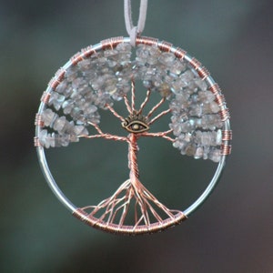 Reach to a deeper spiritual consciousness with Labradorite beaded Tree Of Life decor wall art suncatcher