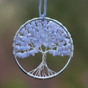 Emotional support from Blue Lace Agate beaded Tree Of Life Decor wall art