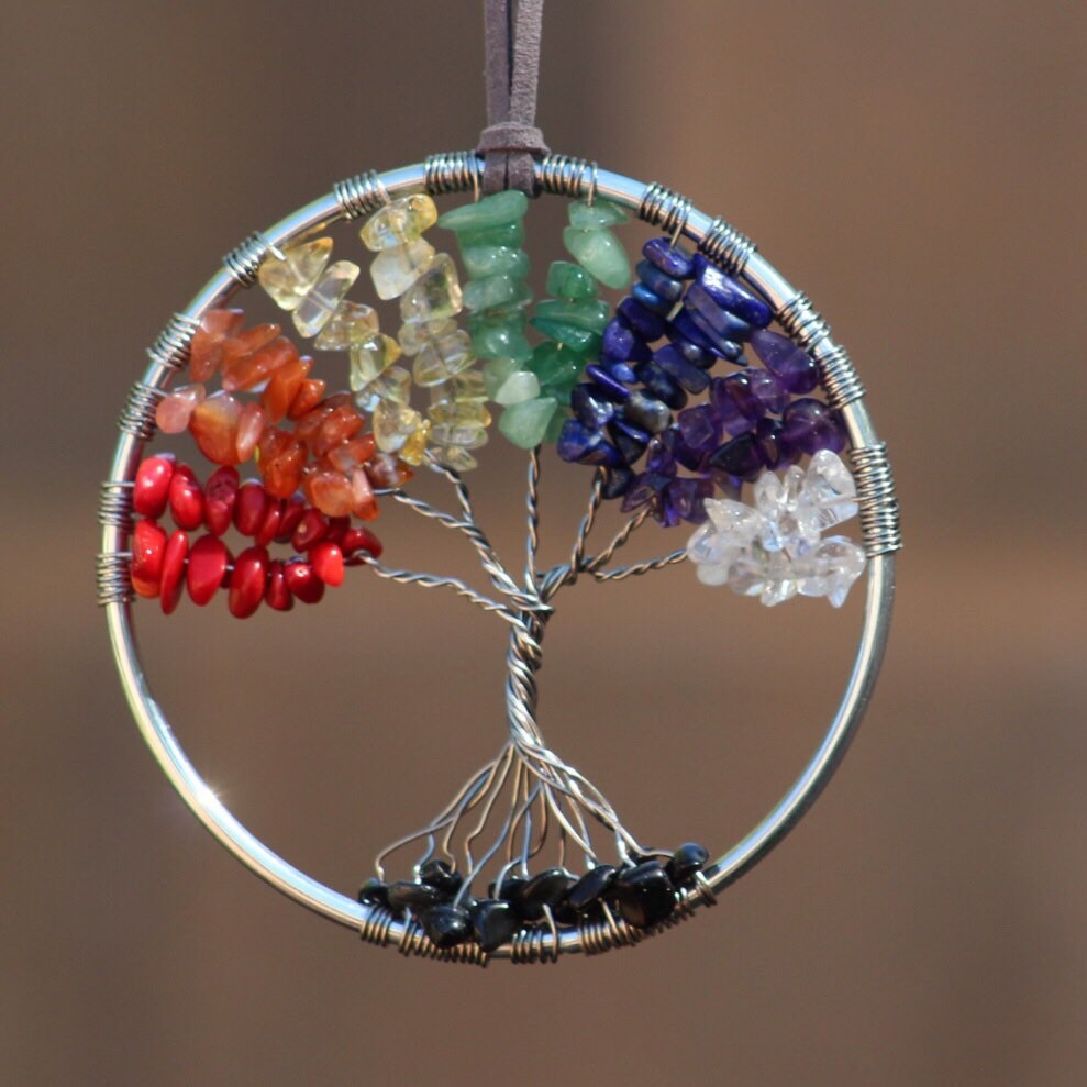 Seven Chakra Crystal Beaded Tree of Life Decor Wall Art | Etsy