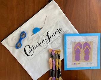 DIY Stitch Kit | Purple Flip Flops | Flip Flops Needlepoint Kit