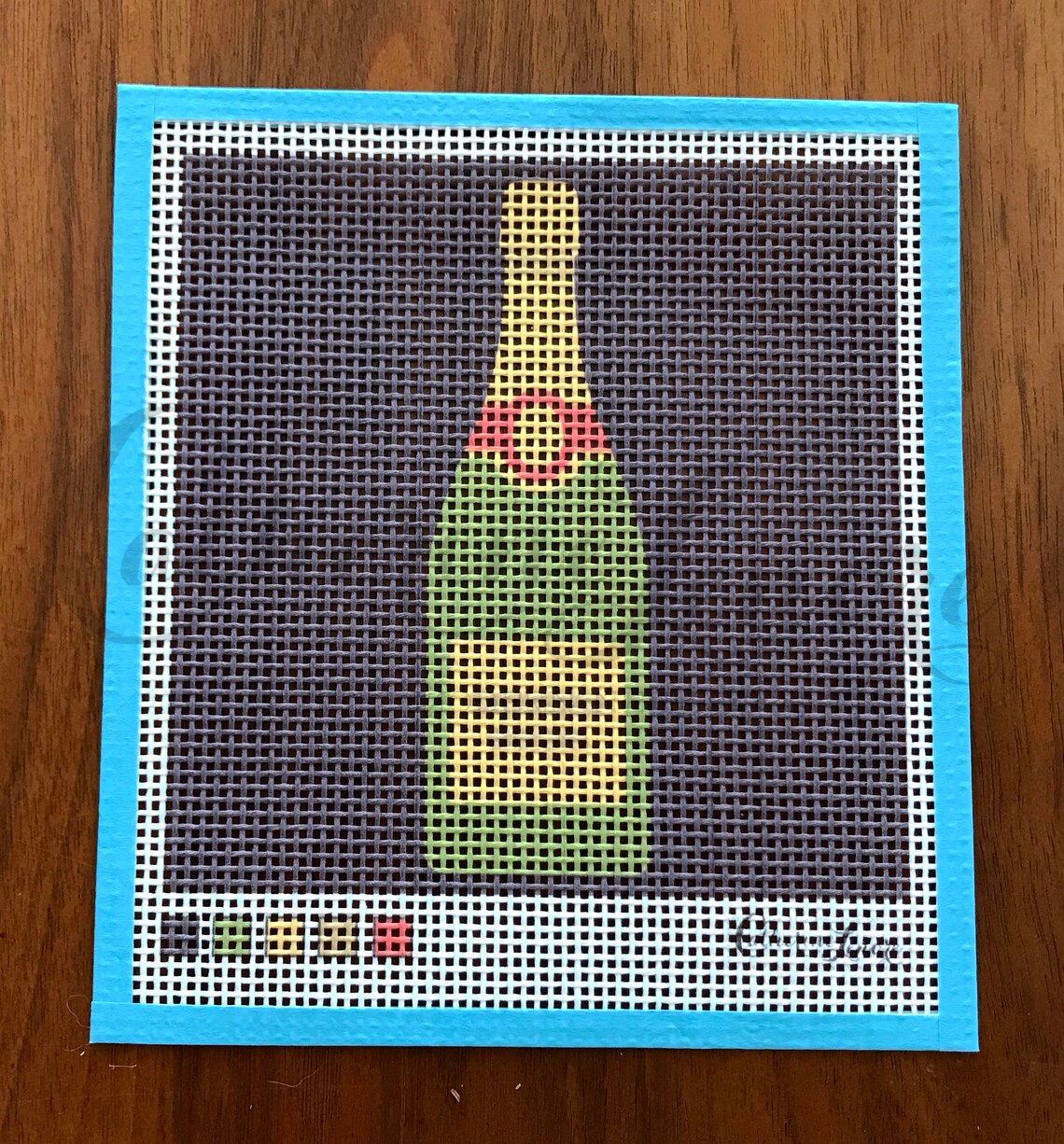 DIY Stitch Kit Champagne Bottle Needlepoint Kit Liquor Etsy