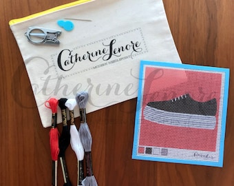 DIY Stitch Kit | Black Sneaker | Shoes Needlepoint Kit