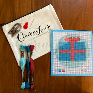 DIY Stitch Kit | Blue Present | Holidays Needlepoint Kit