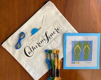 DIY Stitch Kit | Green Flip Flops | Flip Flops Needlepoint Kit