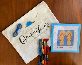 DIY Stitch Kit | Yellow Flip Flops | Flip Flops Needlepoint Kit