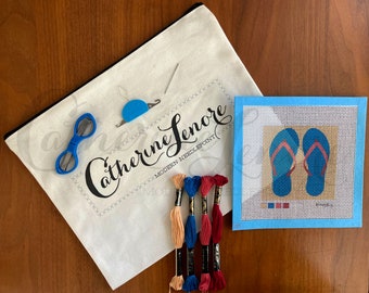 DIY Stitch Kit | Turquoise Flip Flops | Flip Flops Needlepoint Kit