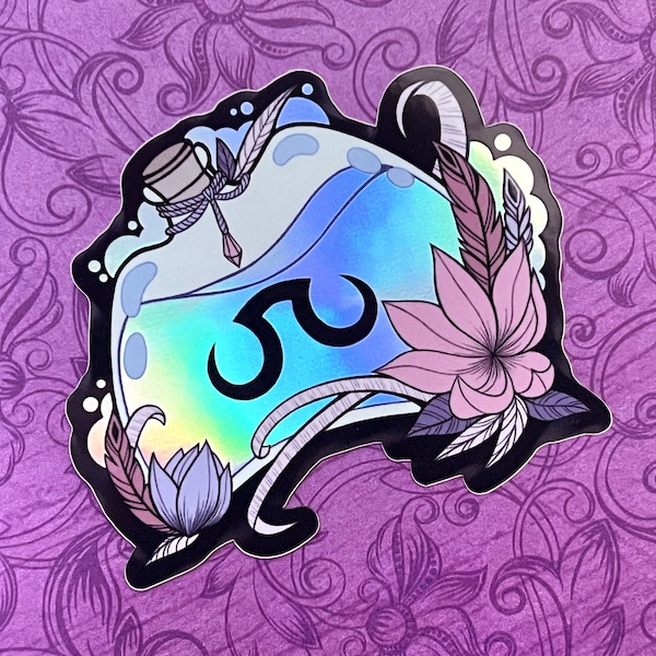 FFXIV Inspired Scholar Soul Stone Vial - Holographic Gloss Vinyl Sticker | Weatherproof/Waterproof Vinyl