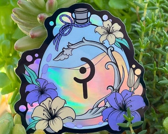 FFXIV Inspired White Mage Soul Crystal Vial Sticker - Holographic Vinyl