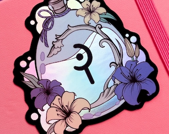 FFXIV Inspired White Mage Soul Crystal Vial Sticker - Holographic Vinyl