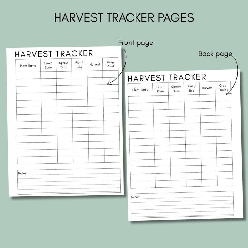 Garden Planner Printable | Seed Log, Harvest Tracker, Grid Layout ...